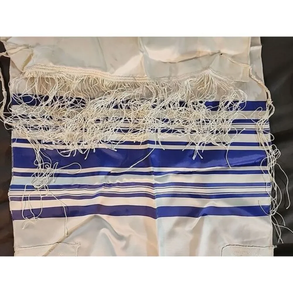 Blue and Silver Stripe Shvotim Tallis‎ 58 Long X 15 Wide